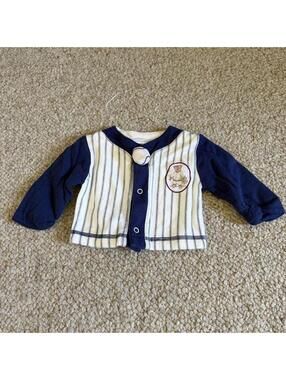 2001 The Boyds Collection navy and white striped cotton baby baseball jersey